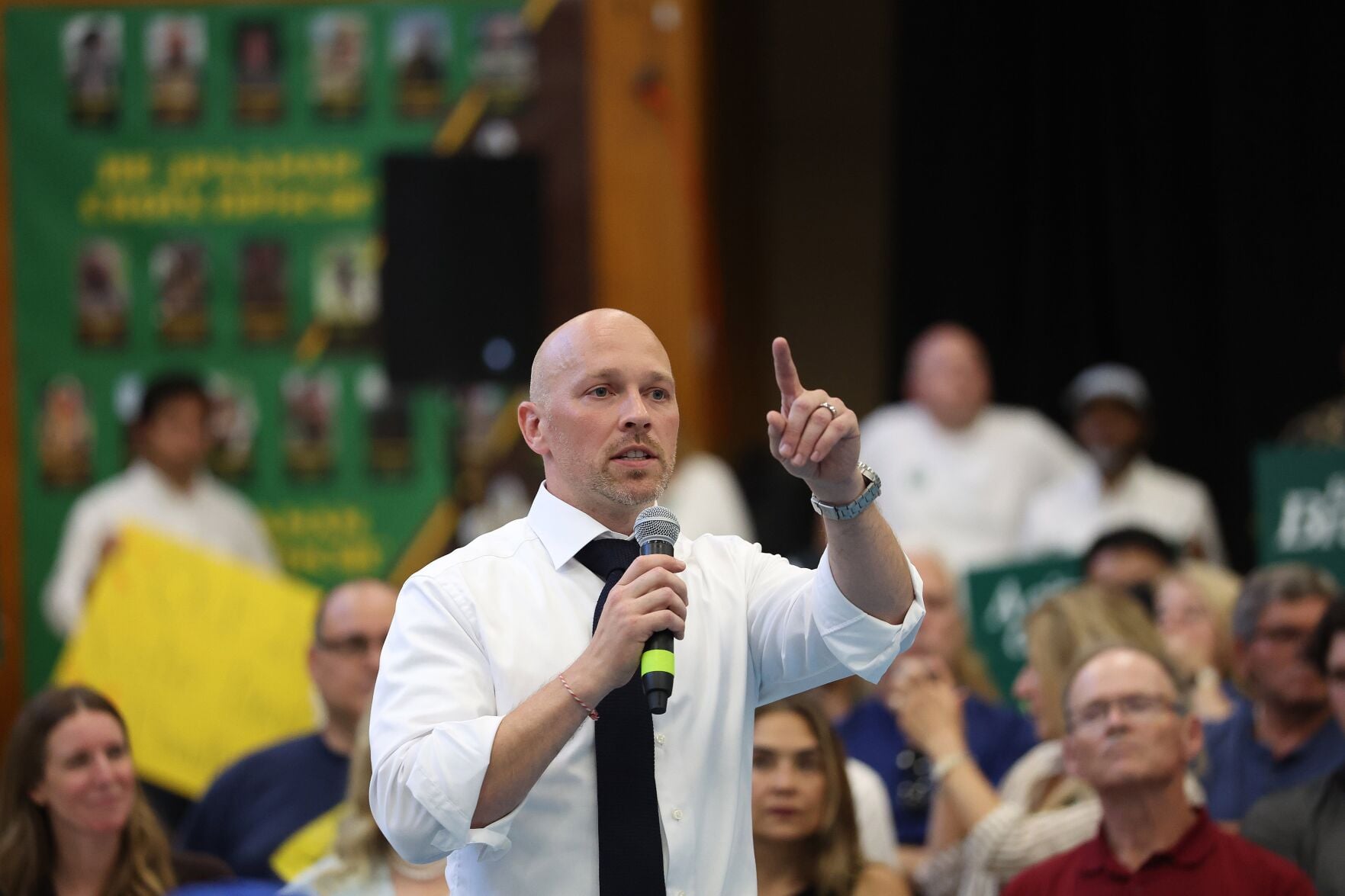 Mayoral candidate Brad Bradford speaks at his first campaign rally at the Plast Huculak Centre in Etobicoke